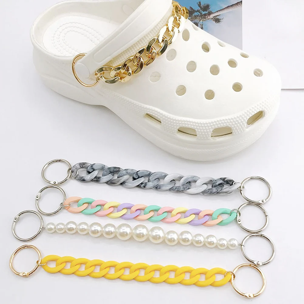 Top Trends: 1Pc New Pearl Shoe Chain Shoe Charms Croc Accessories Resin DIY Shoe Decoration Sneakers For Women Girls Shoe Buckle Gifts 2023 Shoppable Styles