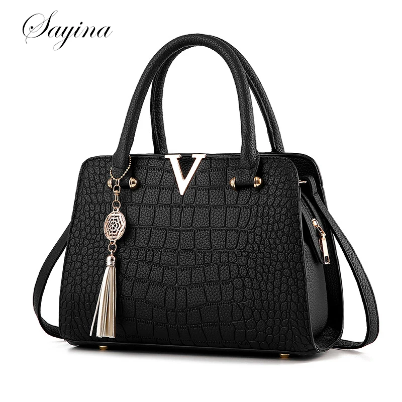 Top Trends: High Quality Ladies Leather Shoulder Bag Women Free Shipping Crocodile Handbag V Letters Designer Large Capacity Shoulder Bags Shoppable Styles