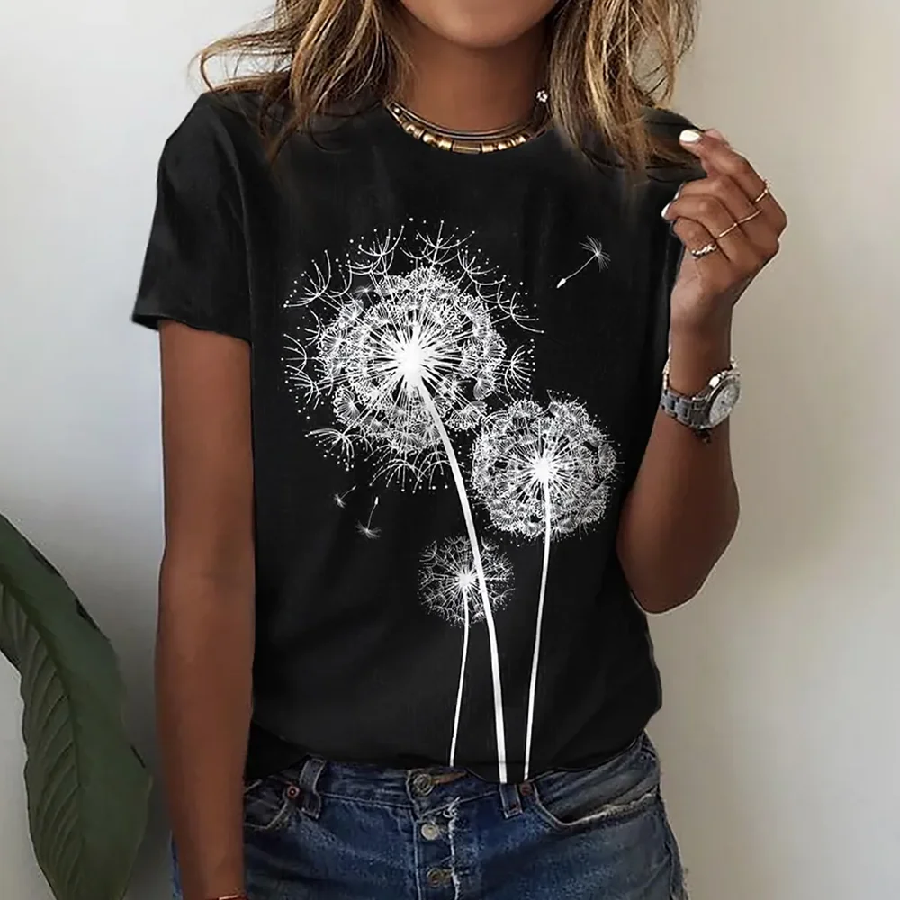 Top Trends: Dandelion 3d Print Women&#039;s T-Shirts Fashion Loose Top Casual Harajuku Summer Short Sleeve Tees Street Breathable Girls T Shirts Shoppable Styles