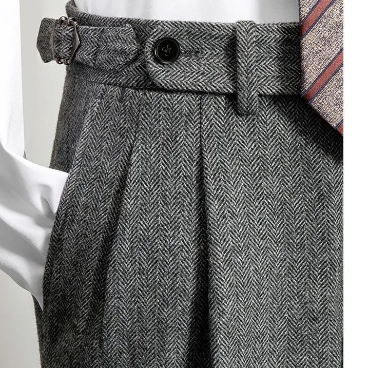 Top Trends: 2023 Men&#039;s Autumn Winter New High Waist Woolen Trousers Male Tweed Business Casual Pants Men Long Formal Straight Pants H336 Shoppable Styles