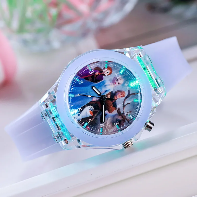 Top Trends: Disney Frozen Princess Watch Aisha Kids Luminous Watch Cute Silicone Colorful Lights Watch Gifts For Girls Kids Watches Shoppable Styles - Image 3