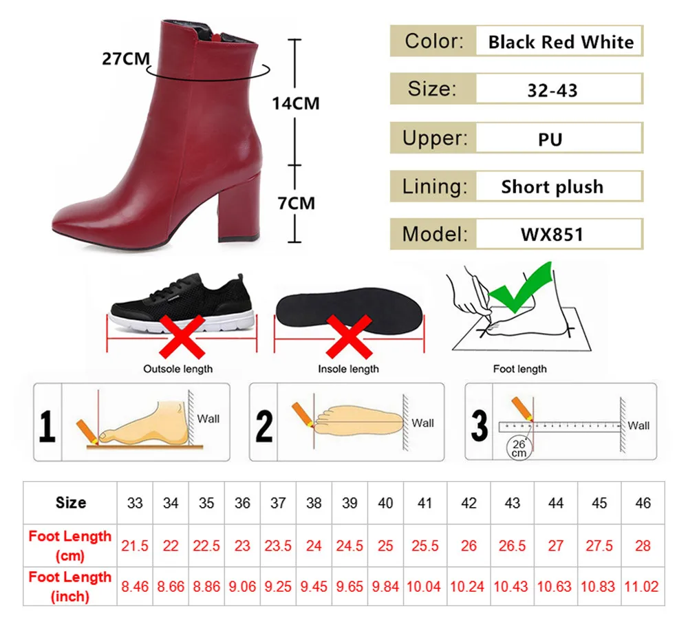 Top Trends: 2024 New Women Side Zipper Мартин Cапоги Comfortable Ankle Boots Fashion Shoes Black Red White Square Heel Ladies Boats 32-43 Shoppable Styles - Image 5