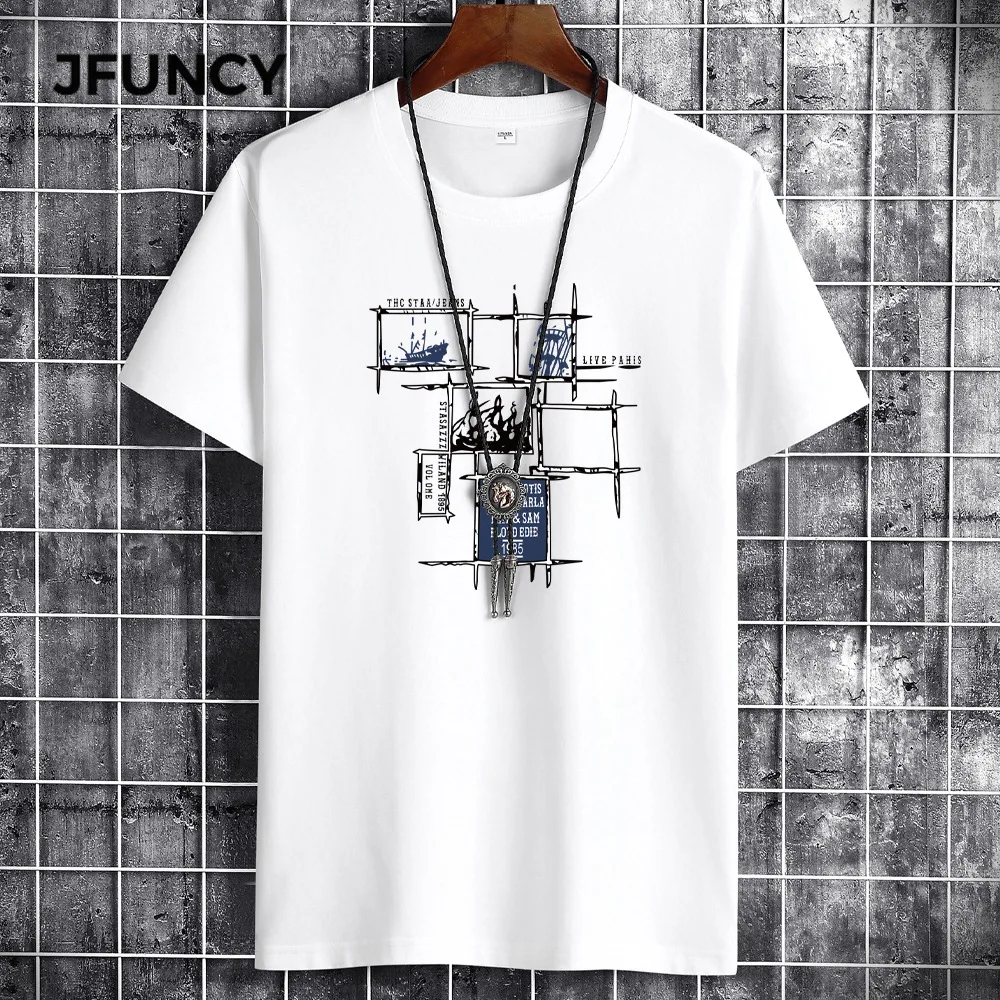 Top Trends: JFUNCY Summer Cotton Man T-shirts Clothing Fashion Short-Sleeved T-Shirt Men Plus Size Casual Cozy Breathable Tshirt Hommes Shoppable Styles