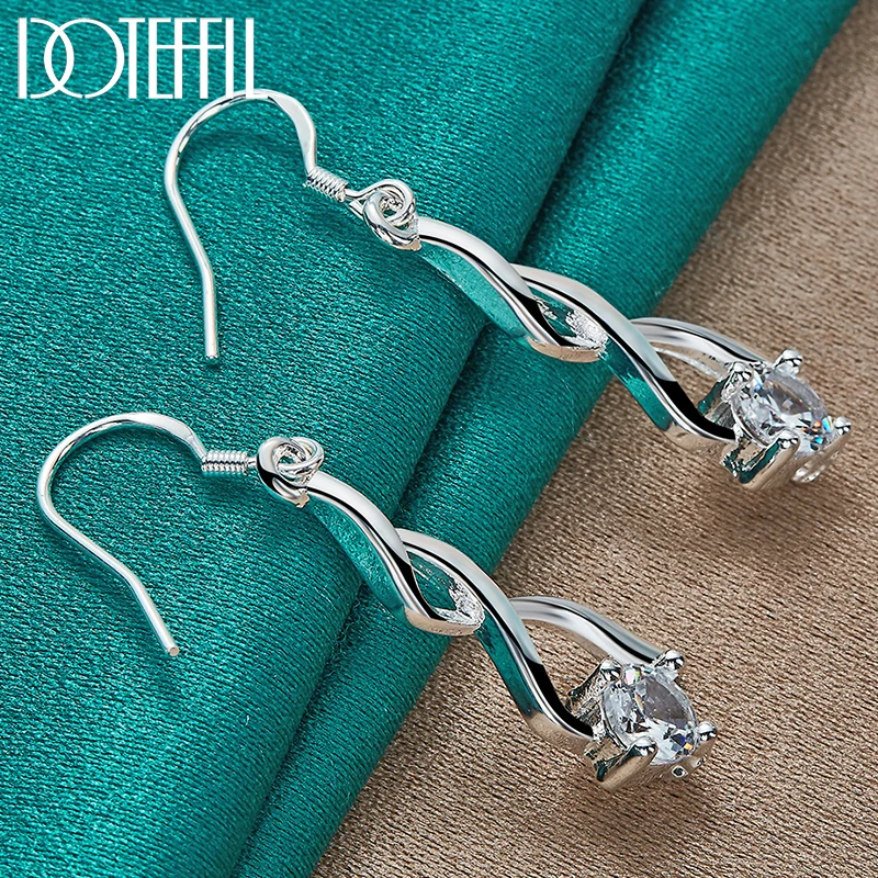 Top Trends: DOTEFFIL 925 Sterling Silver AAA Zircon Geometry Drop Earring For Woman Lady Wedding Engagement Party Fashion Jewelry Shoppable Styles