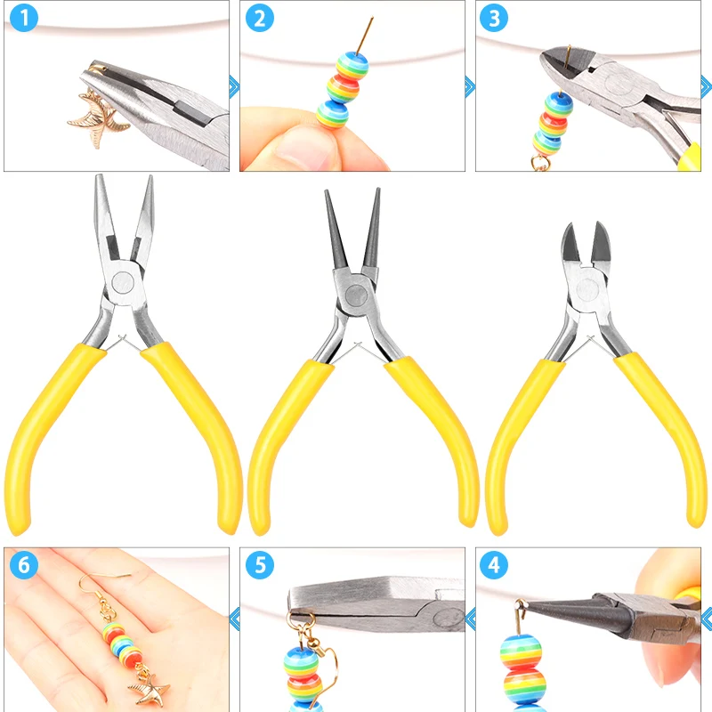 Top Trends: 6pcs Jewelry Plier Sets Round Flat Pliers Needle Cutter Chain Bent Nose Beading Making Repair Tool Kit For DIY Jewelry Tool Shoppable Styles - Image 2