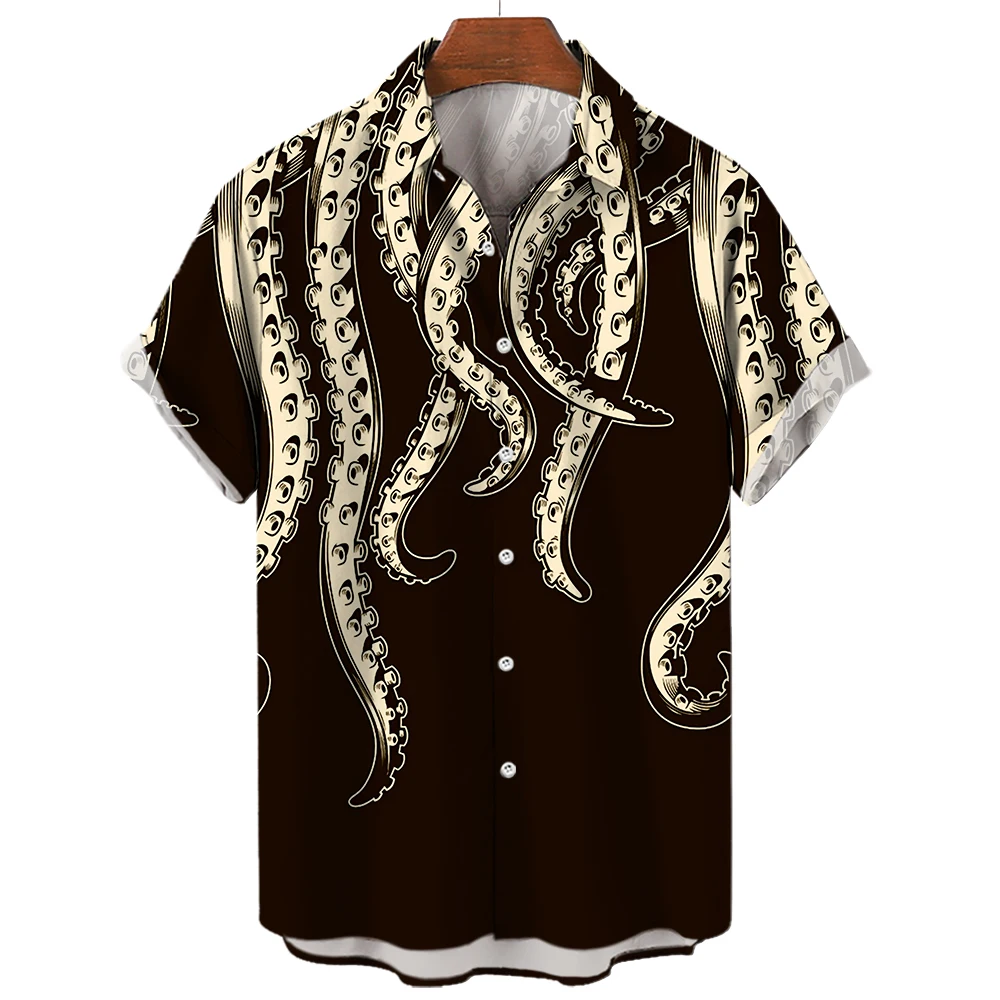 Top Trends: Animal Print Men's Shirt Luxury Octopus Tentacle Pattern Fashion Casual Shirt For Men Oversized Top Mens Designer Clothes Camisa Shoppable Styles