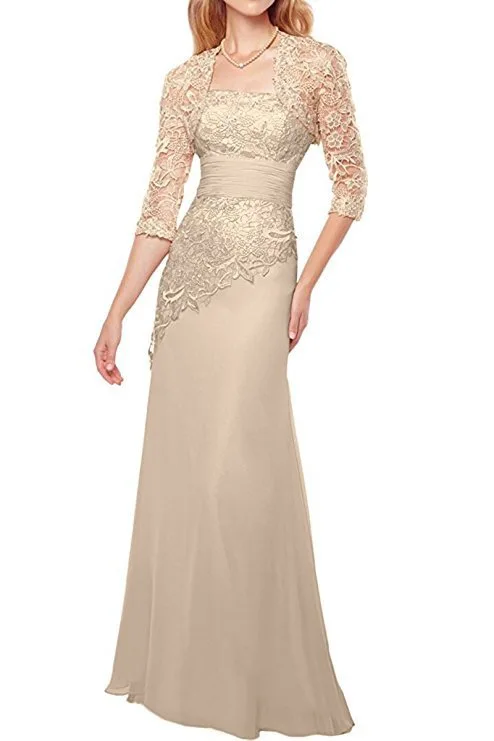 Top Trends: New Chiffon Lace Mother Of The Bride Dresses With Jacket Applique Three Quarter Long Sleeves Mermaid Mother&#039;s Evening Gowns 2021 Shoppable Styles