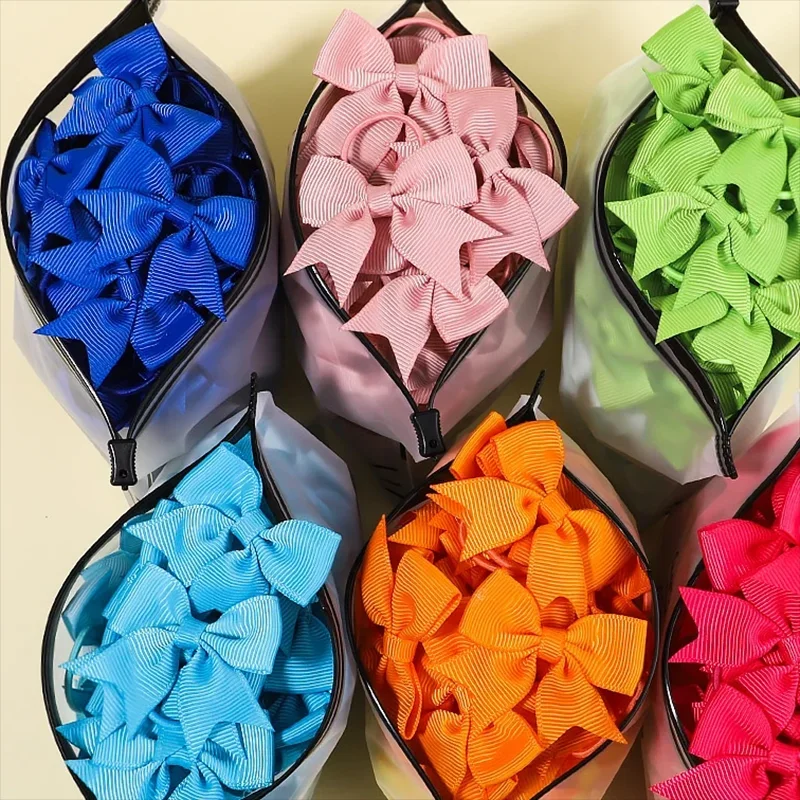 Top Trends: 5 / 10 / 20Pcs Mini Solid Bows Elastic Hair Bands Kids Girls Small Rubber Band Hair Rope Ponytail Holder Headwear Hair Accessories Shoppable Styles