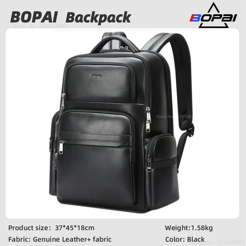 Top Trends: BOPAI Natural Cow Skin 100% Genuine Leather Men's Backpack Fashion Large Capacity School Bag For Boy Leather Laptop Backpack Bag Shoppable Styles