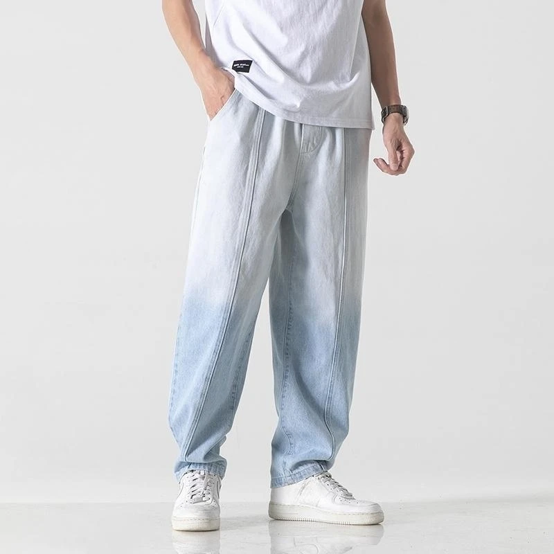 Top Trends: Gradient Colour Denim Pants Korean Style Trend Men Jeans Straight- Leg Pants Harajuku Streetwear Male New Brand Trousers Shoppable Styles