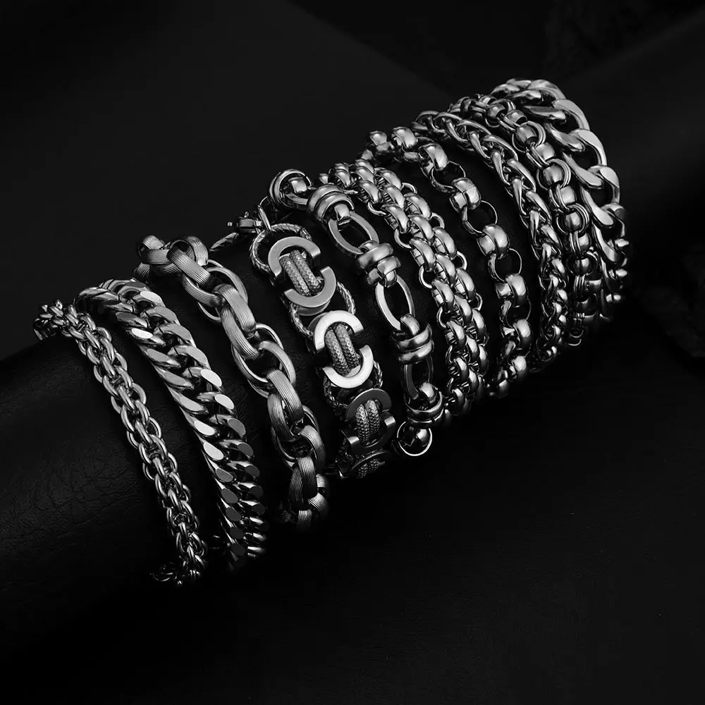 Top Trends: 2022 New Trendy 316L Stainless Steel Base Chain Bracelet For Men Women Link Cuban Byzantine Coffee Beans Pig Nose Jewelry Gift Shoppable Styles