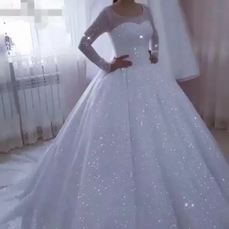 Top Trends: Vestido De Noiva Sparkle Wedding Dresses 2023 Ball Gown Long SleeveS Plus Size Princess Bridal Gowns For Women Robe De Mariee Shoppable Styles