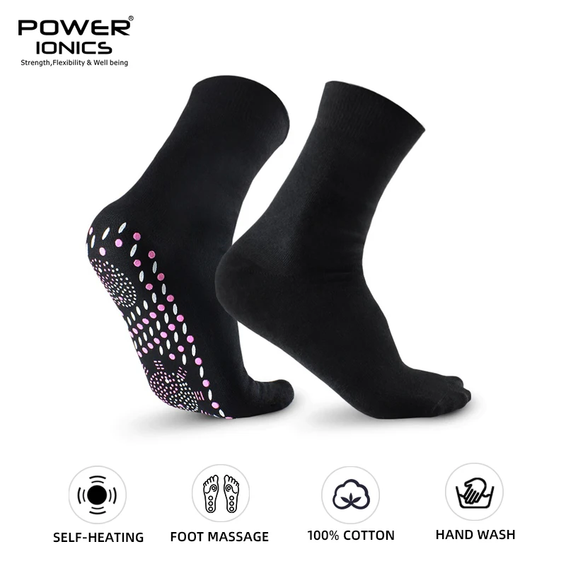 Top Trends: Power Ionics 1pair Anions Far Infrared Rays Self-heat 100% Cotton Socks Foot Massage Improve Body Blood Circulation Shoppable Styles