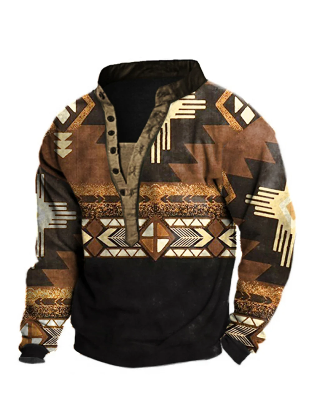 Top Trends: Autumn Pullover Hoodie Men Outdoor Hiking Sweatshirt Training Tactical Tops Men Ethnic Print Long Sleeve Loose Sweatshirt Shoppable Styles