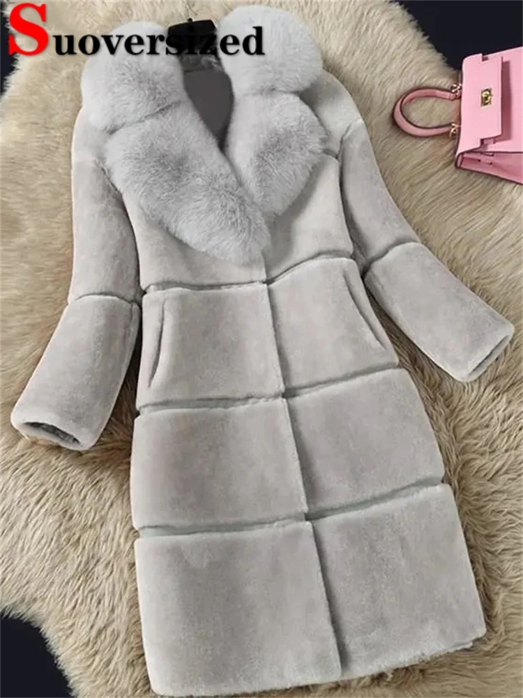 Top Trends: Thicken Mid-length Faux Fur Overcoats Winter Warm Plush Jacket Oversize 4xl Casual Furry Casaco Women Lapel Elegant Chaquetas Shoppable Styles