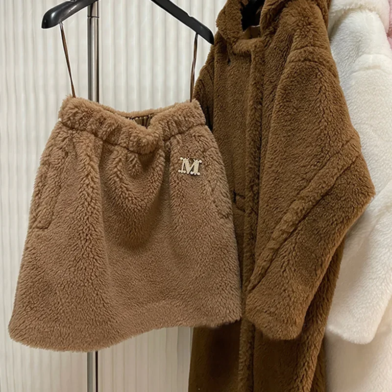 Top Trends: New Winter Teddy Bear Skirt Women High Quality Camel Wool Blend Skirt Fashion Warm Alpaca Wool Skirt Thick Female Autumn Winter Shoppable Styles