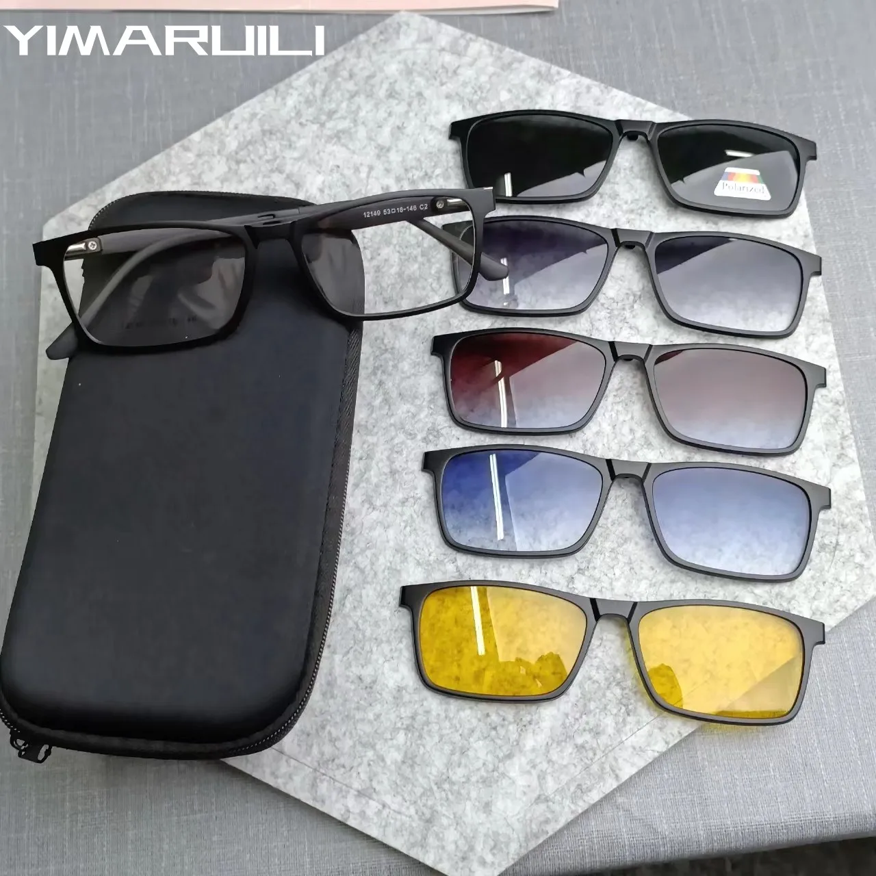 Top Trends: YIMARUILI 1+ 5 Fashion Magnetic Polarized Eyeglasses Square Driving Night Vision Optical Prescription Glasses Men And Women 12149 Shoppable Styles