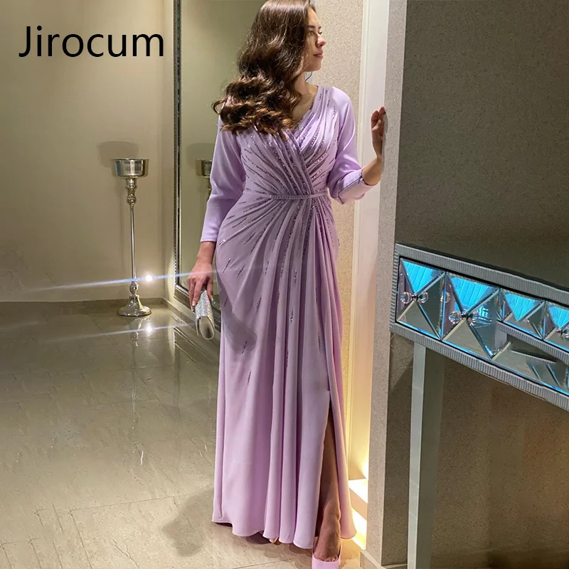 Top Trends: Jirocum Light Purple Shiny Evening Dress Women's Chiffon Beaded Party Prom Gowns Mermaid Long Sleeve Formal Occasion Dresses Shoppable Styles