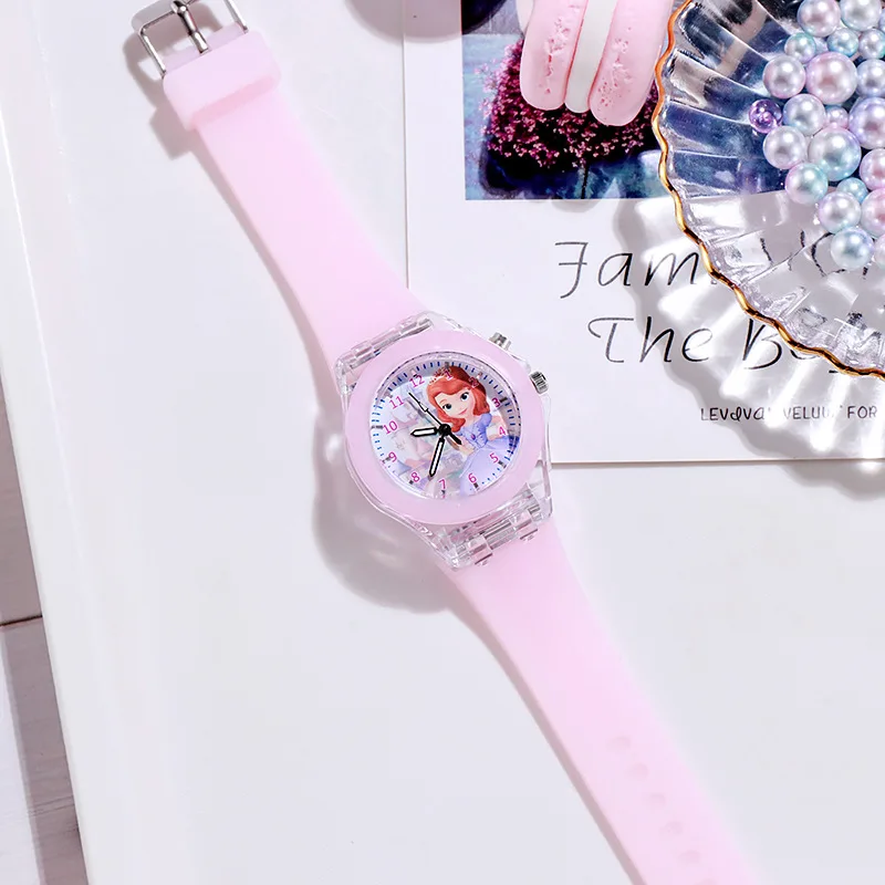 Top Trends: Disney Frozen Princess Watch Aisha Kids Luminous Watch Cute Silicone Colorful Lights Watch Gifts For Girls Kids Watches Shoppable Styles - Image 5