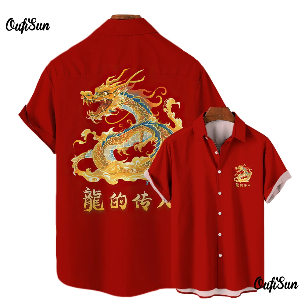 Top Trends: Animal Dragon Shirts For Men 3d Chinese Printed High-Quality Men&#039;s Clothing Street Designer Short Sleeved Loose Oversized Tops Shoppable Styles