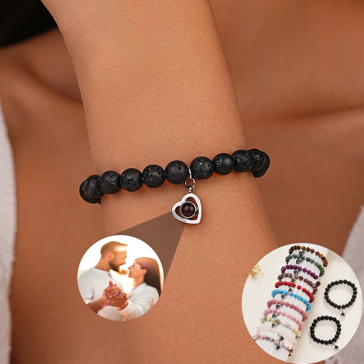 Top Trends: New Projection Bracelets With Picture Natural Stone Bracelets Custom Picture Bracelet Photo Heart Stainless Projection Bracelet Shoppable Styles