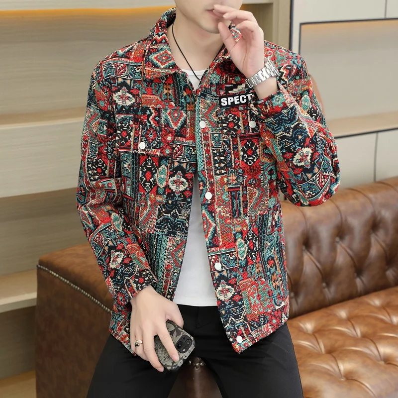 Top Trends: New Spring Autumn Casual Turn-Down Collar Jackets Men's Outwear Ethnic Style Button Coat Youth Streetwear Oversized Tops Clothes Shoppable Styles - Image 4