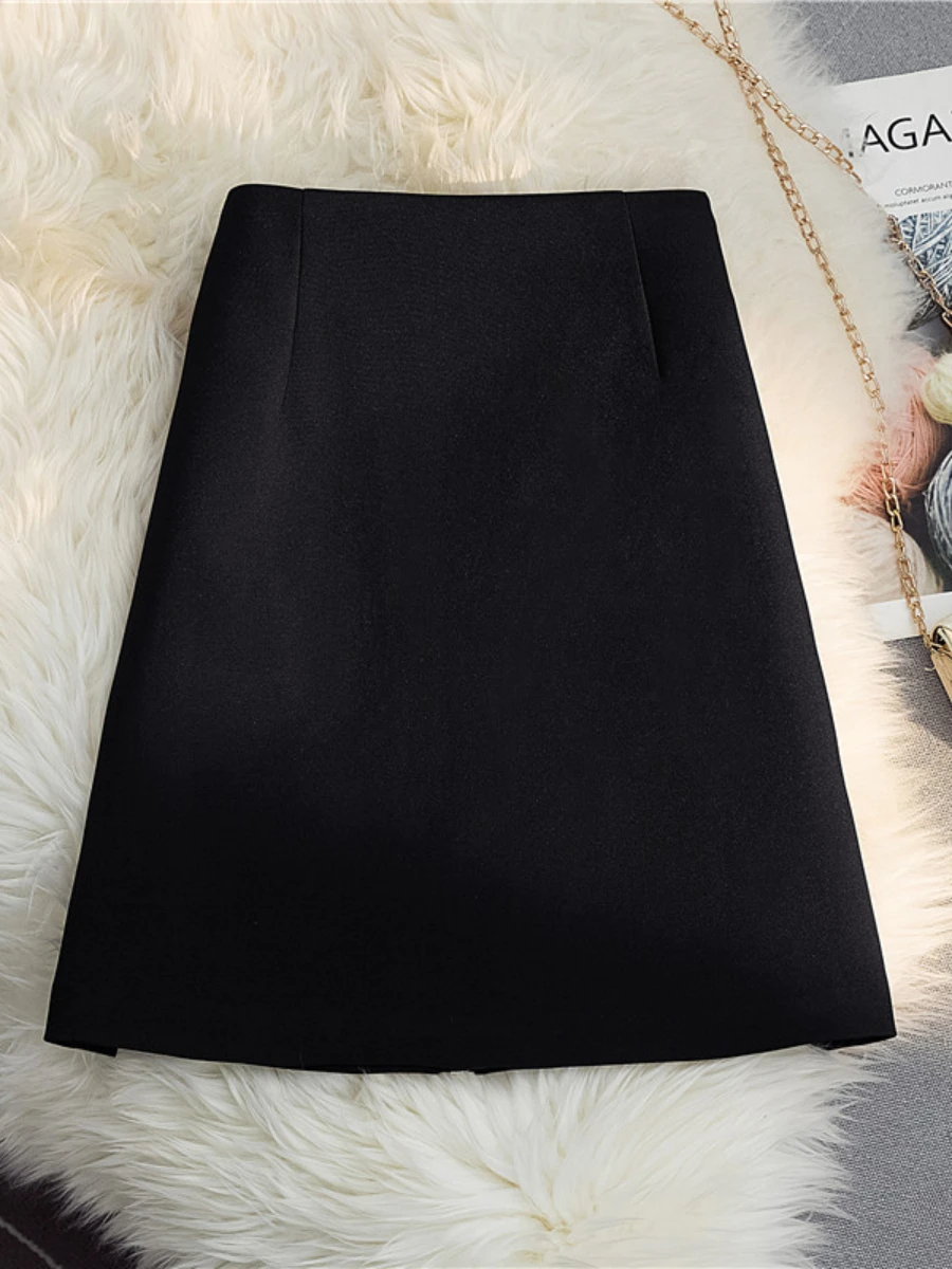 Top Trends: 2022 Spring And Summer New All-Matching Short Skirt High Waist Zipper Mini Skirt Women's Solid Color A- Line Sheath Skirt Shoppable Styles - Image 4