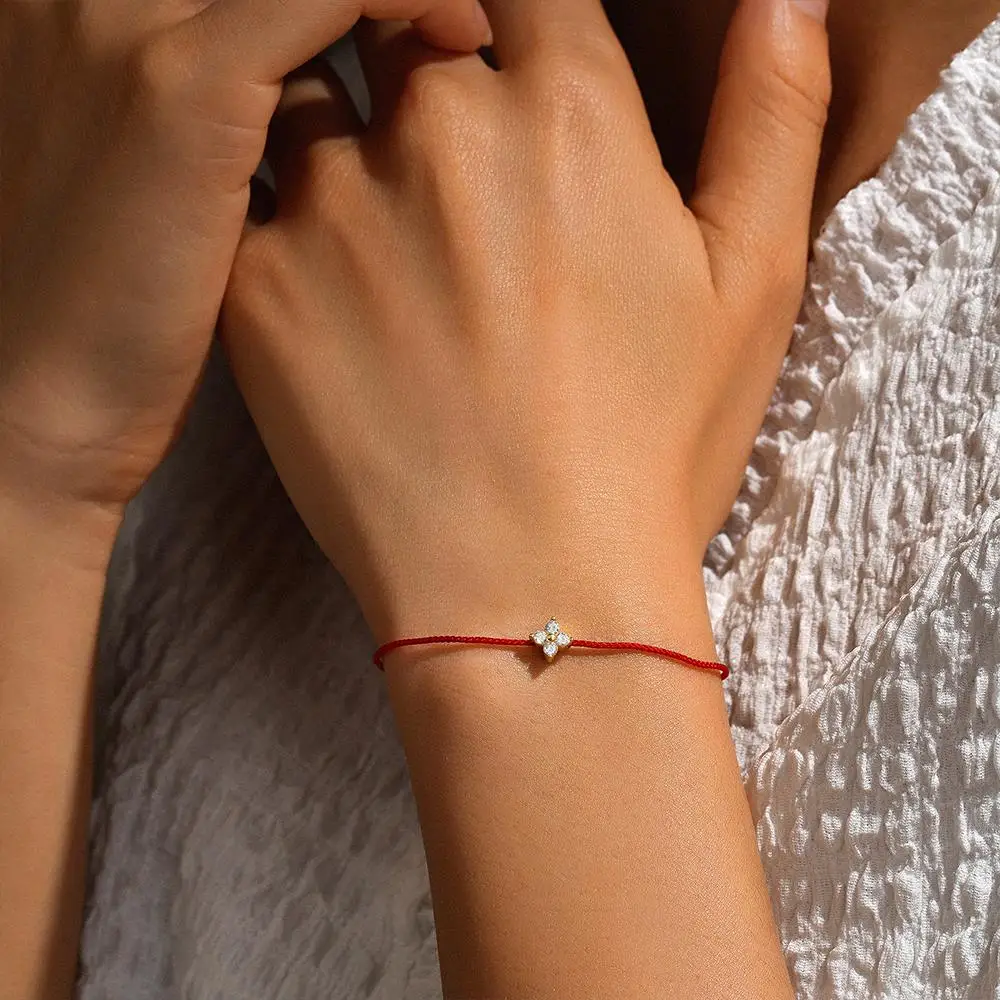 Top Trends: BOAKO 925 Sterling Silver Lucky Couple Bracelet Single Geometric Zircon Red Rope Women&#039;s Bracelets Valentine&#039;s Anniversary Gift Shoppable Styles