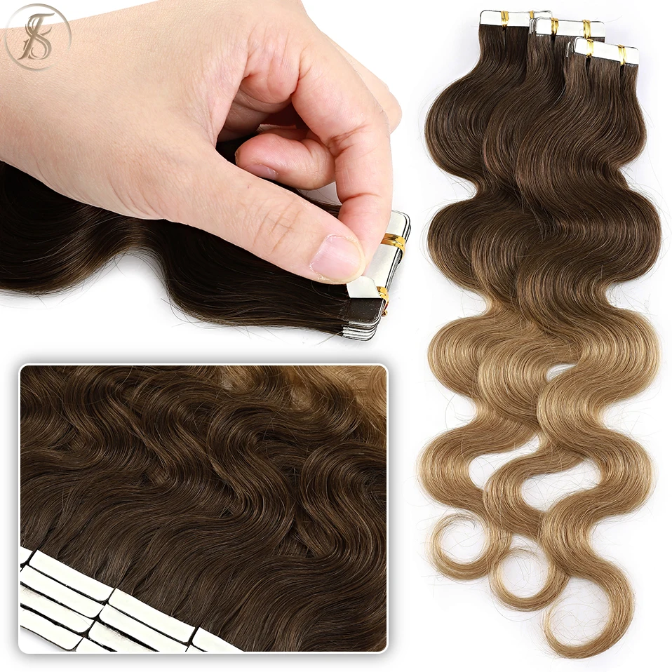 Top Trends: TESS 2.5g Wavy Tape In Hair Extensions Human Hair 20pcs Mega Hair Straight Natural Hair Seamless Invisible Double Side Skin Weft Shoppable Styles