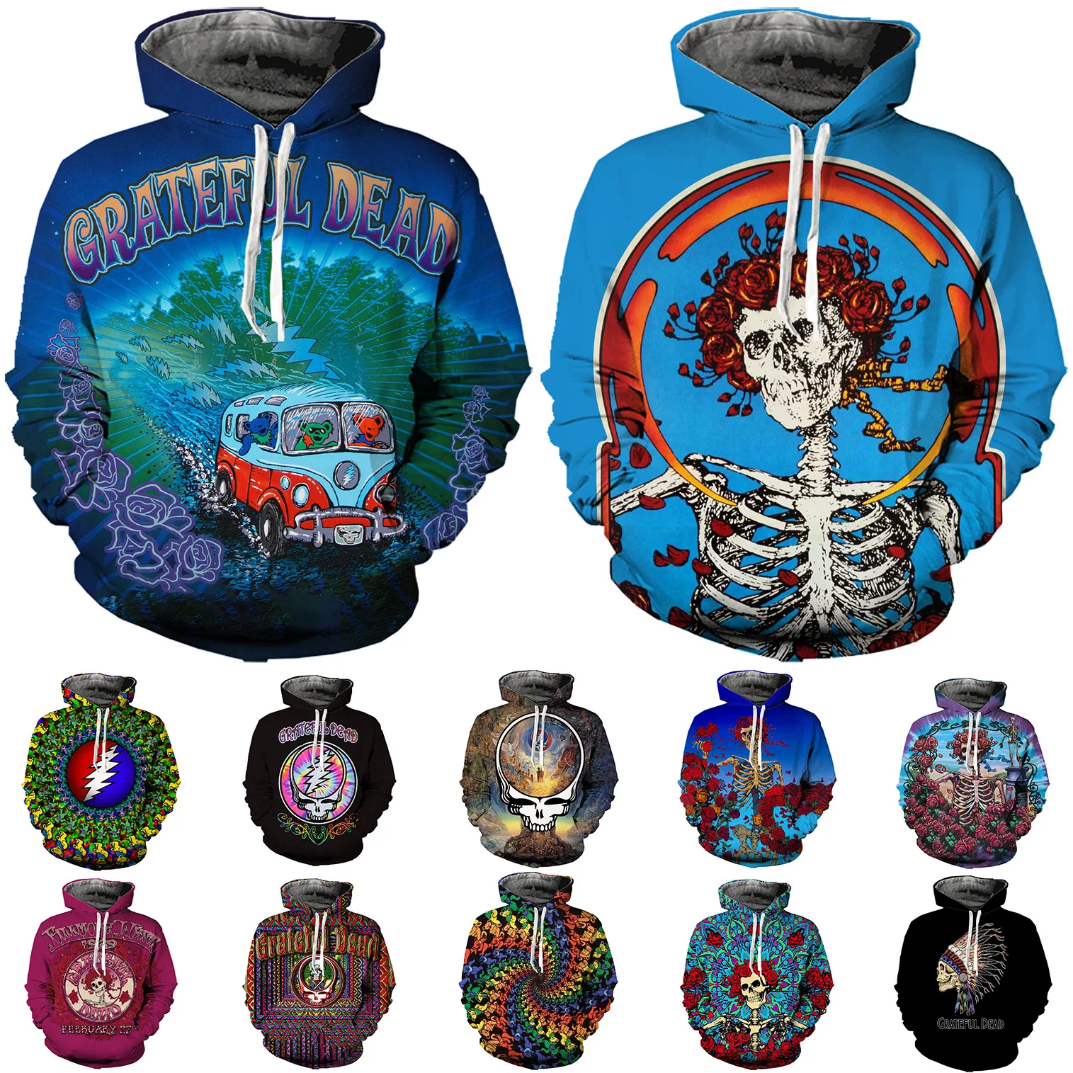 Top Trends: 2023 Newest Fashion 3D Print Grateful Dead Hoodie Men Women Boy Girl Kids Child Long-sleeved Drawstring Pullover Sweatshirt Shoppable Styles