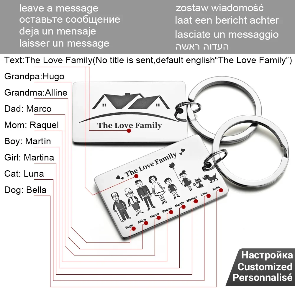 Top Trends: Family Customized Keychain Mirror-polished Stainless Steel Parents Children Present Families Member Name Keyring Key Chain Ring Shoppable Styles - Image 2