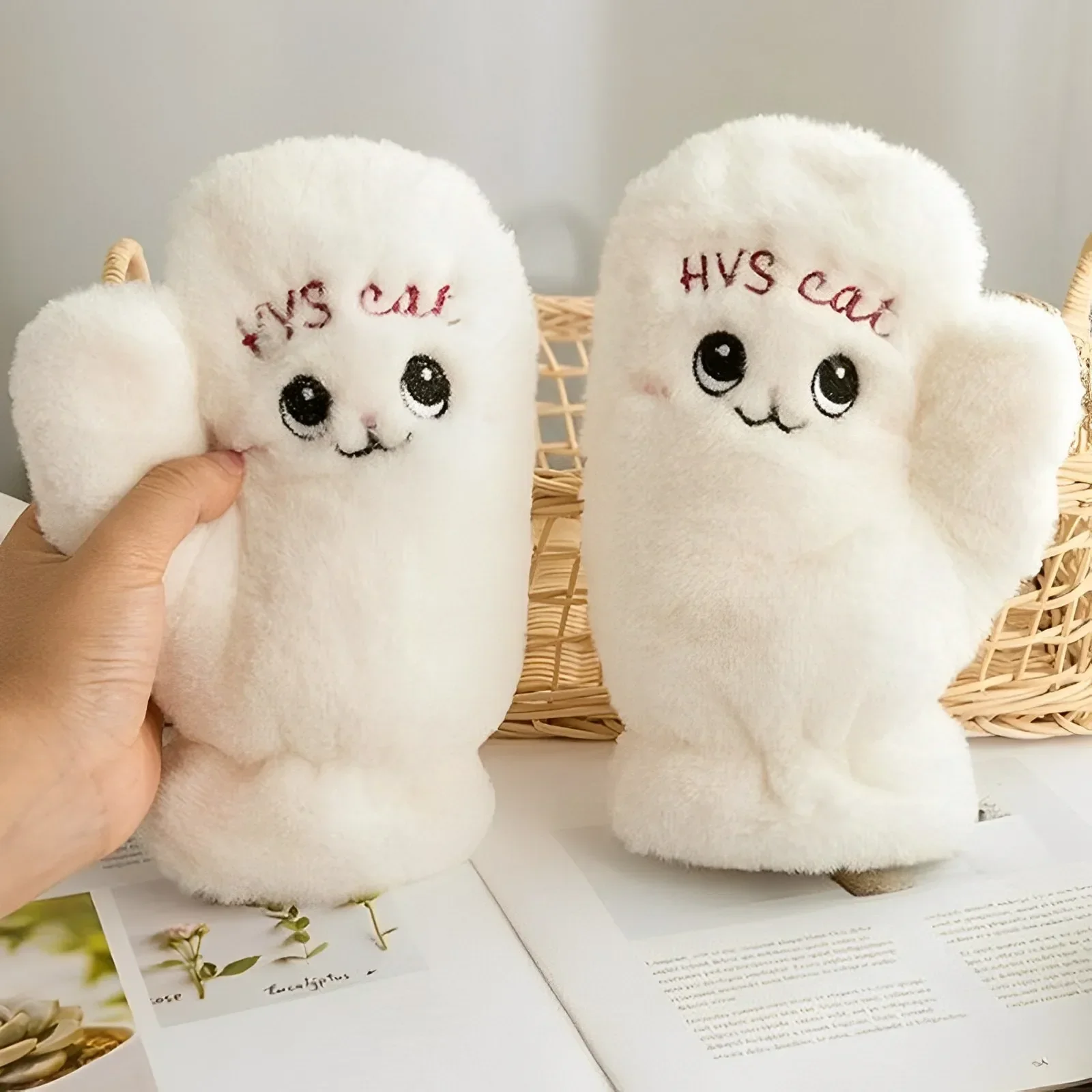 Top Trends: Women Winter Warm Plush Gloves Cute Cartoon Cat Embroidery Glove Warmer Thicken Windproof Mitten Soft All-Inclusive Mittens Shoppable Styles - Image 2