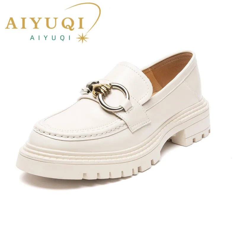 Top Trends: AIYUQI Female Penny Shoes Spring 2024 New Genuine Leather Ladies Lazy Shoes Student Platform Slip-On Loafers For Women Shoppable Styles