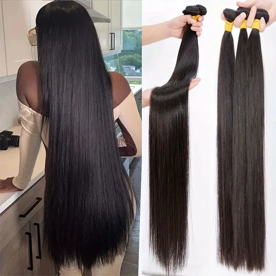 Top Trends: Straight Human Hair Bundles 100% Human Hair Bundles Natural Black Cheap Human Hair Bundles Extension 32 Inch Wholesale Bundles Shoppable Styles