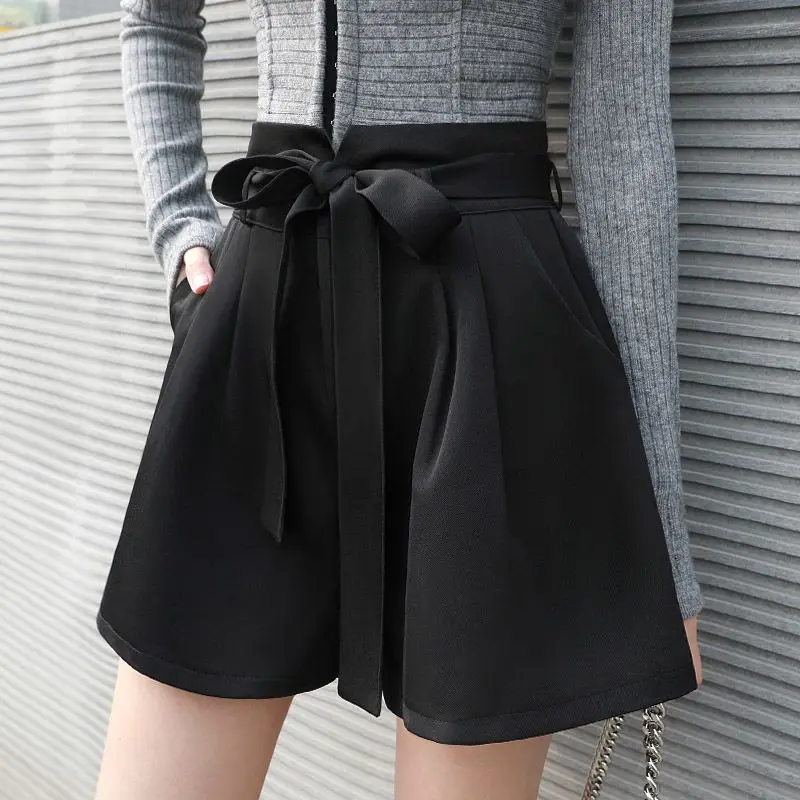 Top Trends: Summer New Elastic Waist Blossom Shorts Solid Color Lacing Loose A-line Wide Leg Hot Pants Simplicity Fashion Women Clothing Shoppable Styles