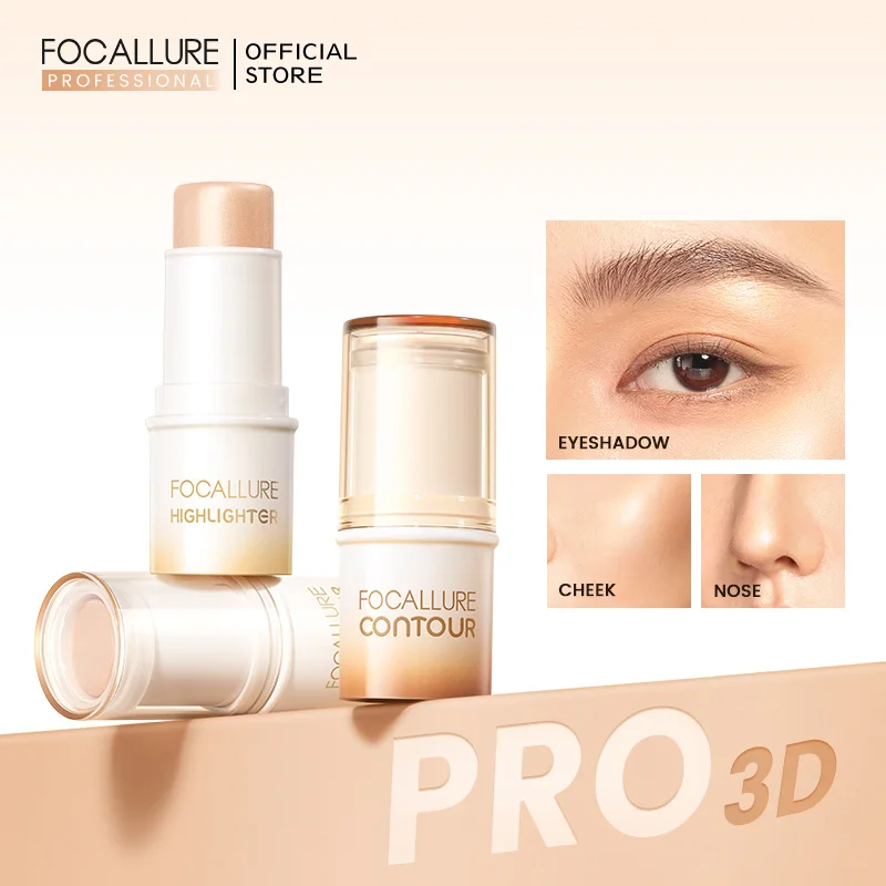 Top Trends: FOCALLURE 3D Bronzers &amp; Highlighters Stick Waterproof Long-Lasting Natural Brightening Face Contour Concealer Makeup Cosmetics Shoppable Styles