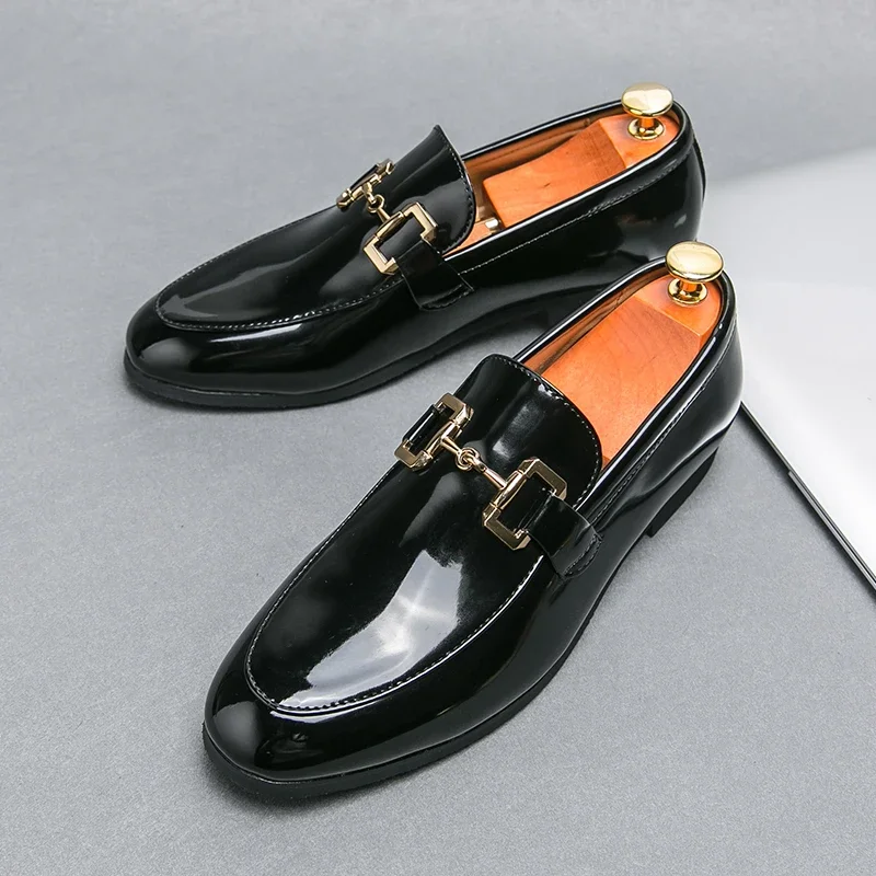 Top Trends: New Men&#039;s Wedding Shoes Black Patent Leather Formal Men Shoes Business Handmade Slip-On Loafers Size 38-46 Shoppable Styles