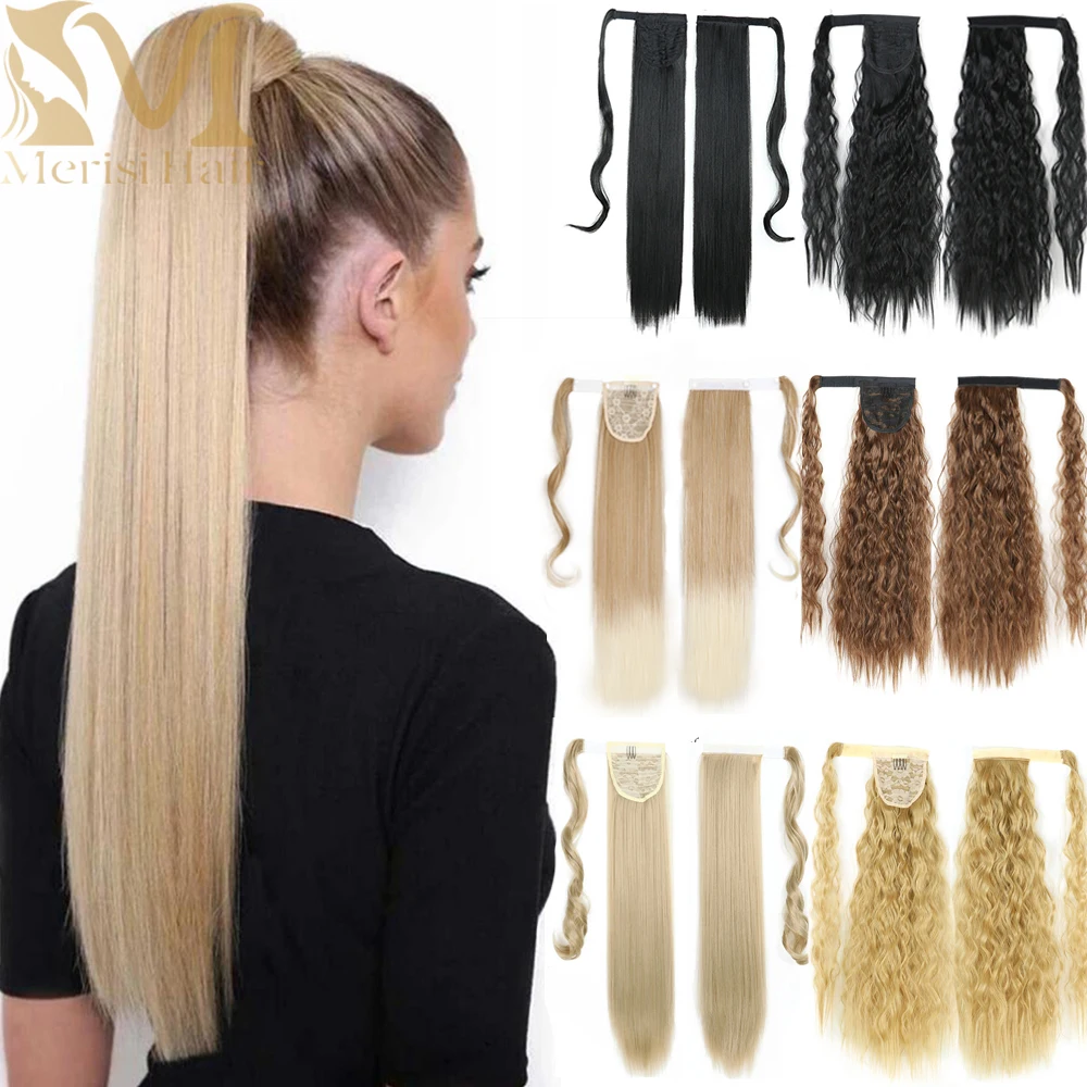 Top Trends: MERISIHAIR Synthetic Long Straight Wrap Around Clip In Ponytail Hair Extension Heat Reistan Pony Tail Fake Hair Shoppable Styles