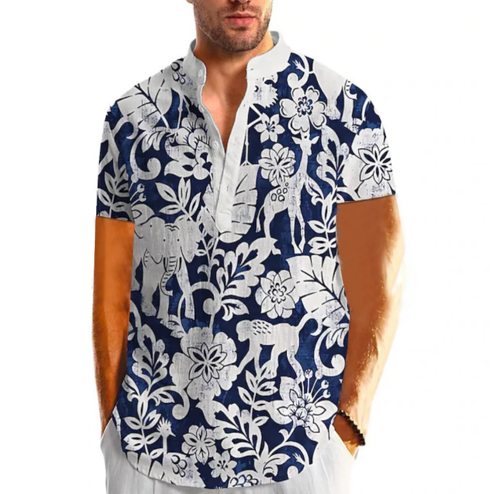 Top Trends: New 3d Flower Printed Shirt For Men Short Sleeve Tops Fashion Designer Apparel Oversized Summer Clothe Hawaiian Men Henley Shirt Shoppable Styles