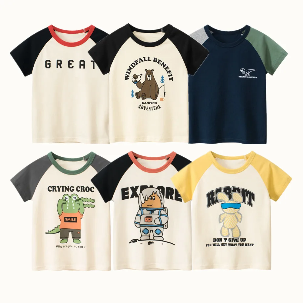 Top Trends: 2023 Children T-Shirts Clothes For Boy 100% Cotton Bear Crocodile Spaceman Cartoon Kids Girls Short Sleeve Casual Sport Top Tees Shoppable Styles