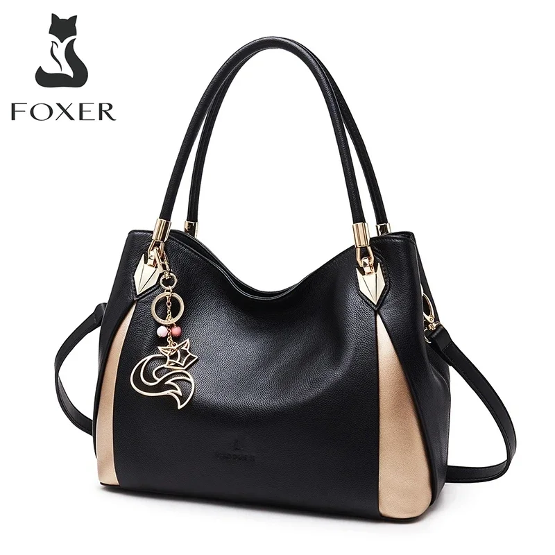 Top Trends: FOXER Women&#039;s Cowhide Handbag Female Genuine Leather Crossbody Shoulder Bags High Capacity Top Handle Bag Festival Gift For Lady Shoppable Styles