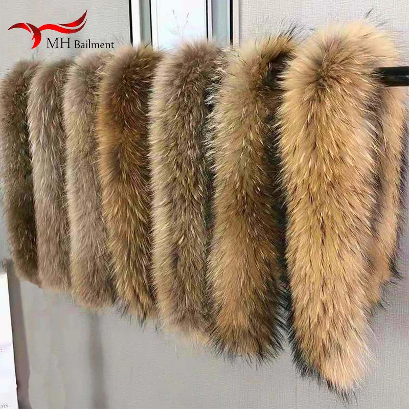 Top Trends: Real Raccoon Fur Collar Womens Winter New Natural Fur Scarf Men Jackets Luxury Warm Scarves High Quality Detachable Fur Shawl Shoppable Styles