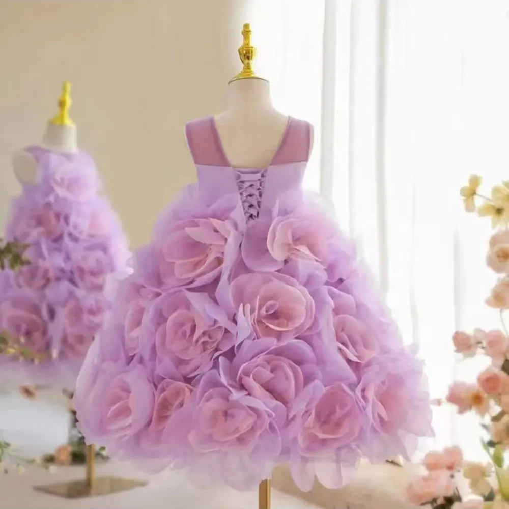 Top Trends: Jill Wish Luxury Arabic Elegant Lilac Girl Dress Flowers Princess Kids Wedding Birthday Party Ball Gown First Communion J223 Shoppable Styles - Image 3