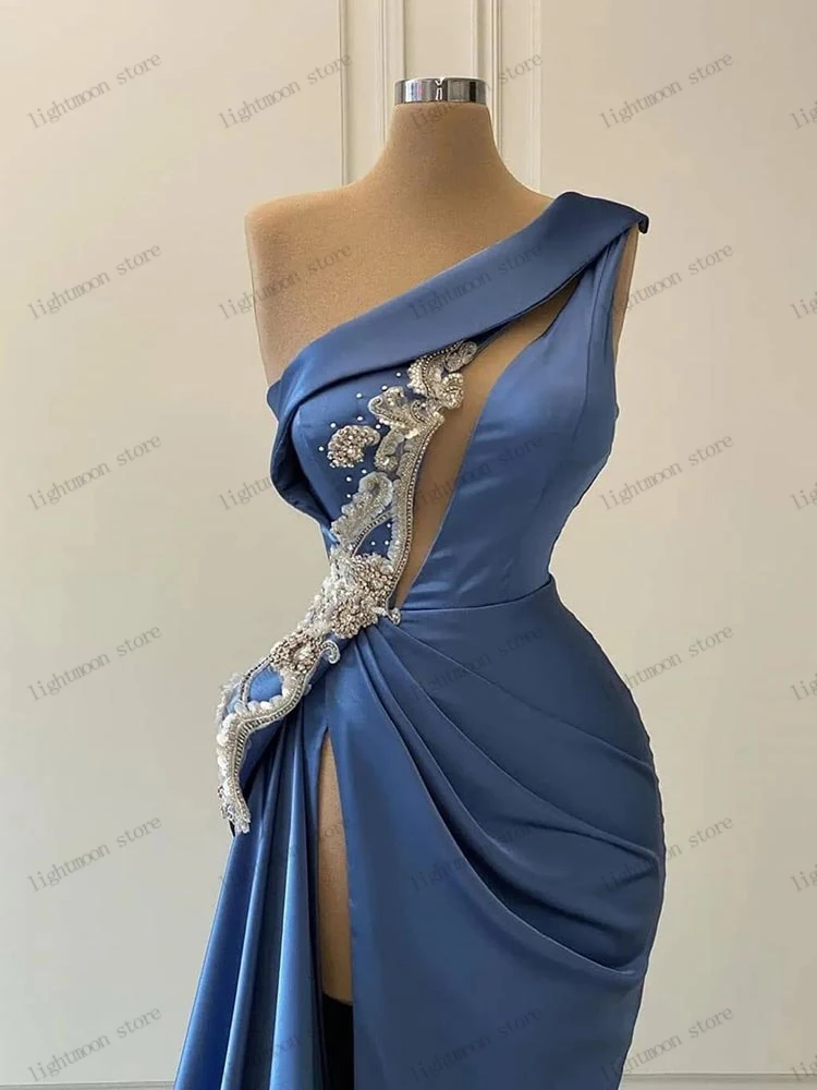 Top Trends: Classic Evening Dresses Satin Prom Dress One Shoulder Sheath Mermaid Embroidery Sexy Robes For Formal Party Vestidos De Gala Shoppable Styles - Image 3