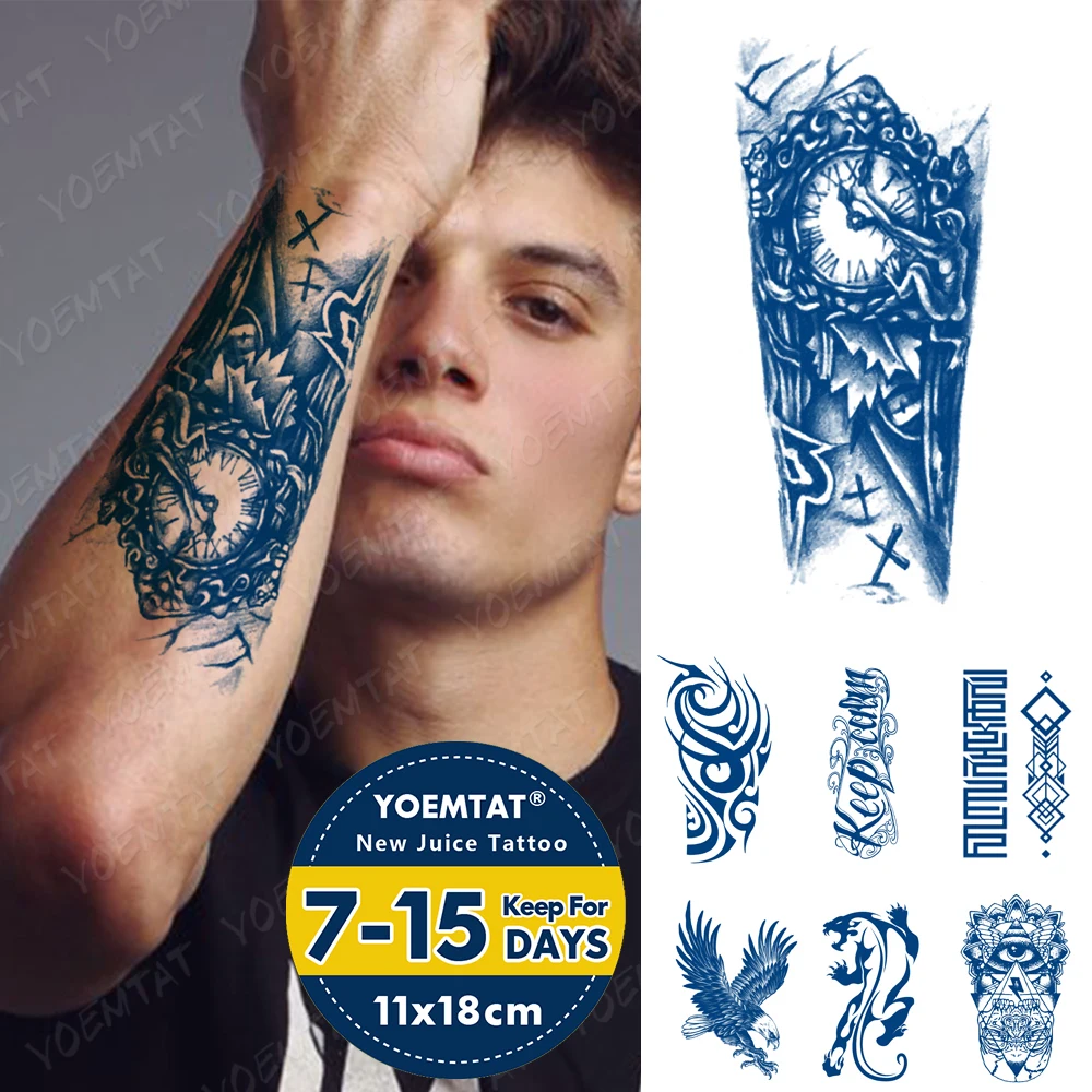 Top Trends: Blue Lasting Ink Juice Waterproof Temporary Tato Sticker Sheet Totem Eyes Eagle Tiger Personality Body Art Fake Tattoo Men Women Shoppable Styles