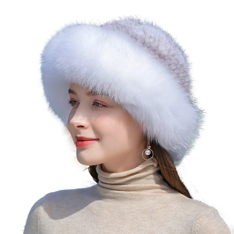 Top Trends: New Genuine Real Natural Knitted Mink Fur Hat Cap Luxury Women Handmade Knit Fashion Winter Headwear Warm Real Fox Fur Beanies Shoppable Styles - Image 6