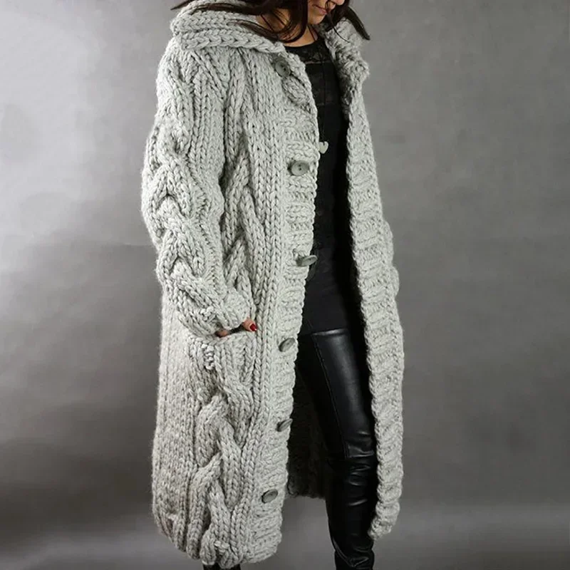 Top Trends: 2024 Autumn Oversize Women&#039;s Sweaters Long Cardigan Black Knitted Cardigan Loose Coat Female New Winter Thick Warm Lady Clothes Shoppable Styles