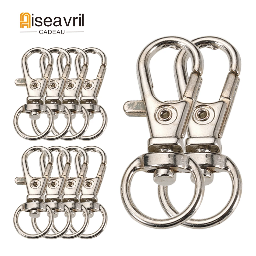 Top Trends: 5pcs / 10pcs Silver Plated Lobster Clasp Hooks Split Key Ring Swivel Connector Carabiner For Jewelry Finding Making DIY Handcrafts Shoppable Styles