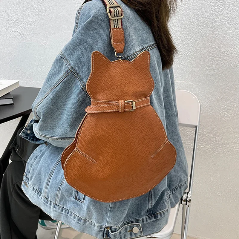 Top Trends: 2024 Vintage Women Chest Waist Bag Cat Shape Shoulder Casual Crossbody Bags Quality Leather Handag Purse Ladies Brand Designer Shoppable Styles