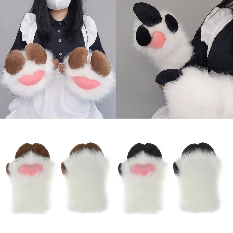 Top Trends: Unisex Cosplay Gloves Cartoon Sheep Hoof Shape Plush Gloves Halloween Mittens Furry Cuffs Gloves For Carnivals Party Shoppable Styles